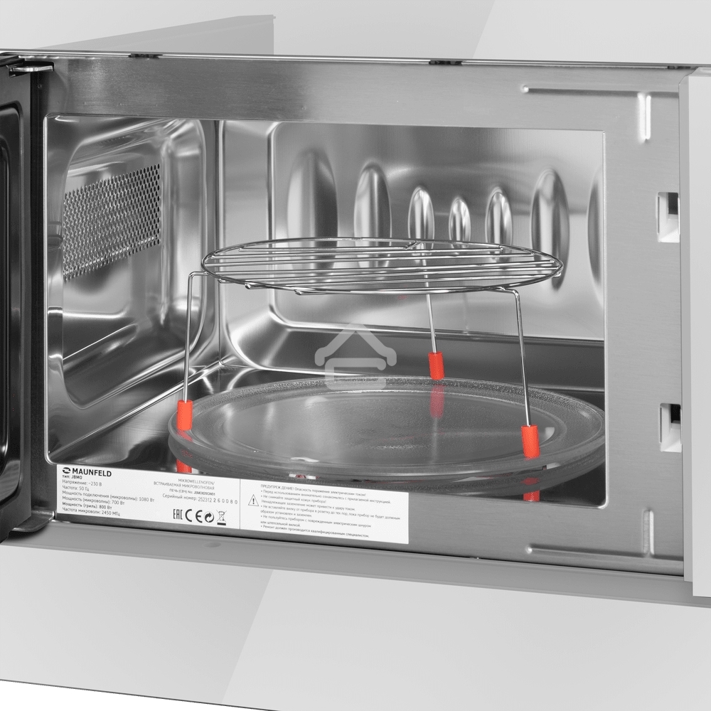 Микроволновая печь встраиваемая Maunfeld JBMO820GW01 белый, 20 л, 1080 Вт, переключатели - сенсор/поворотный механизм