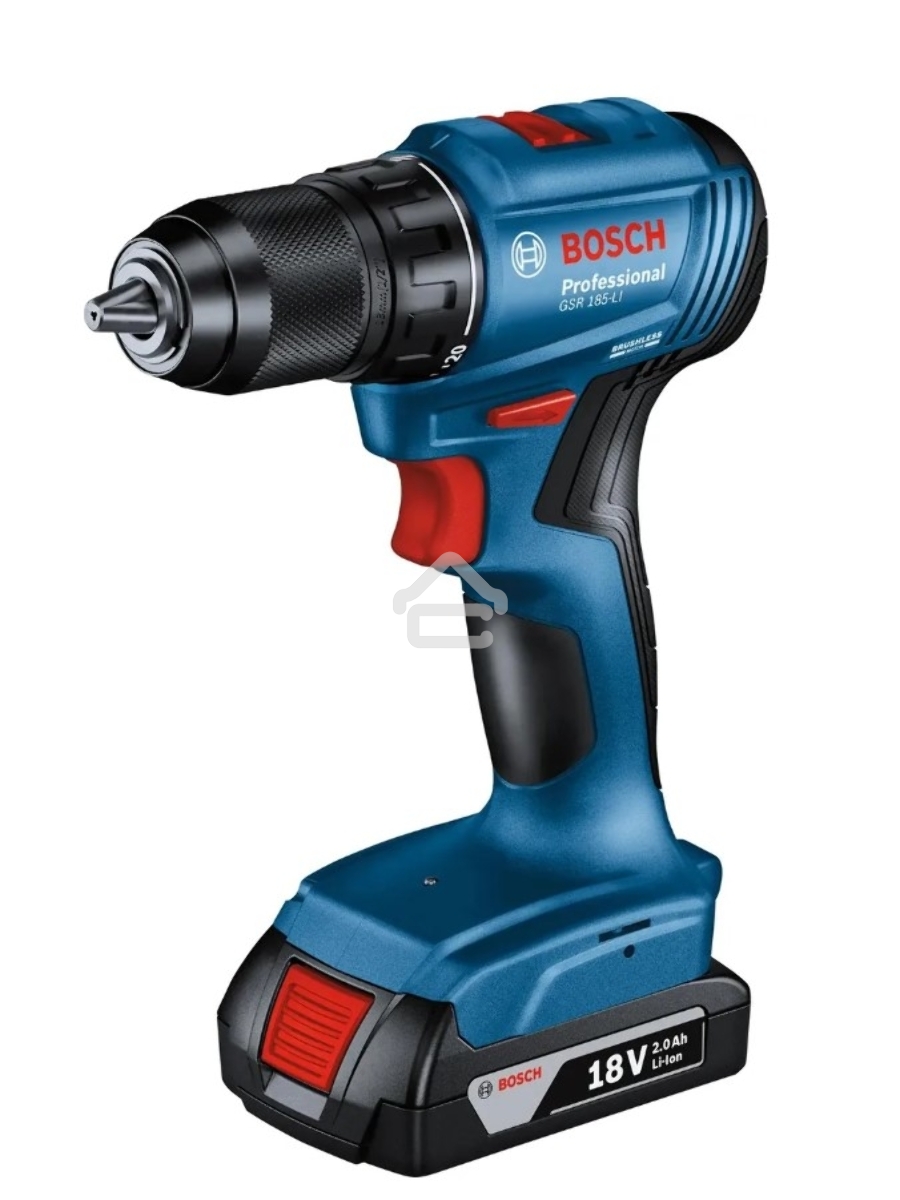 Дрель-шуруповерт Bosch GSR 185-LI 06019K3000, Аккумуляторная, 18В, 2 АКБ, Кейс