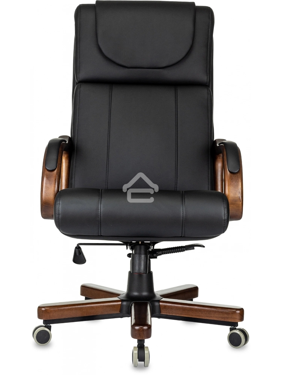 Кресло руководителя Бюрократ T-9933Walnut черный, эко.кожа, крестов. металл/дерево