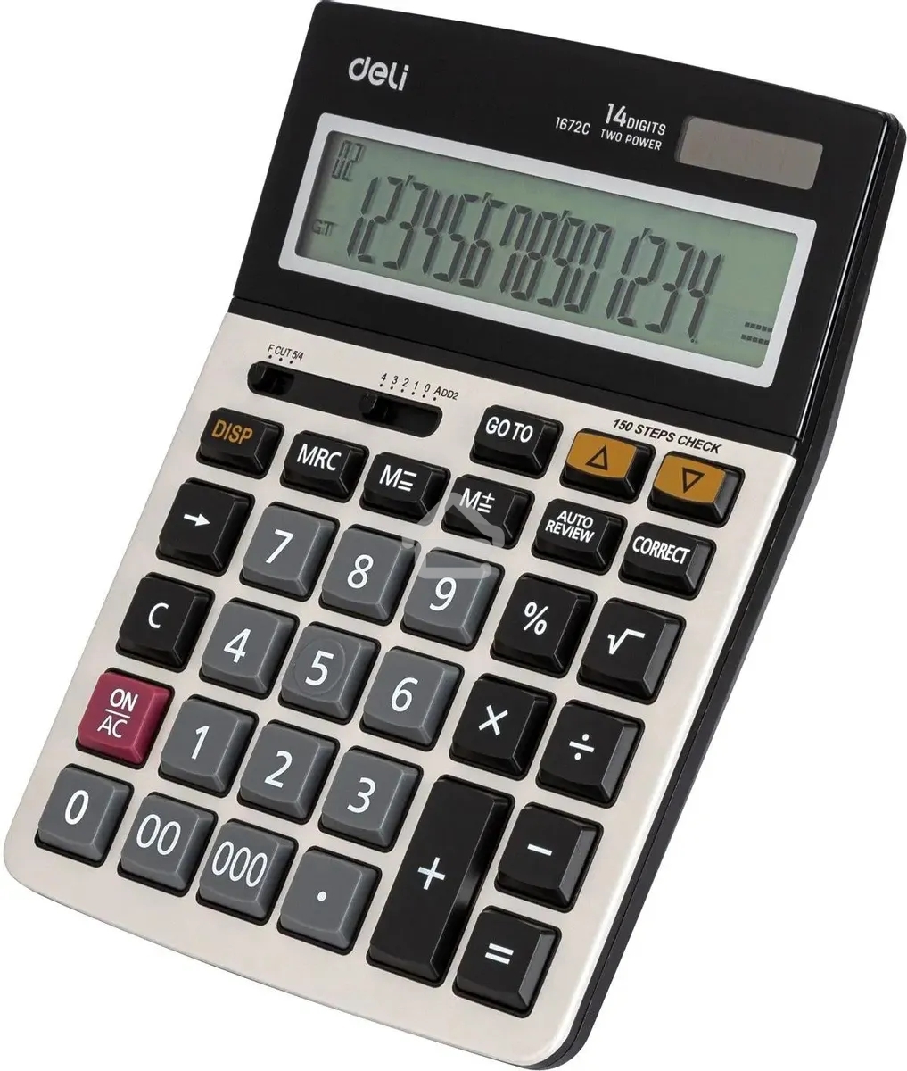Калькулятор настольный Deli E1672C серебристый 14-разр.