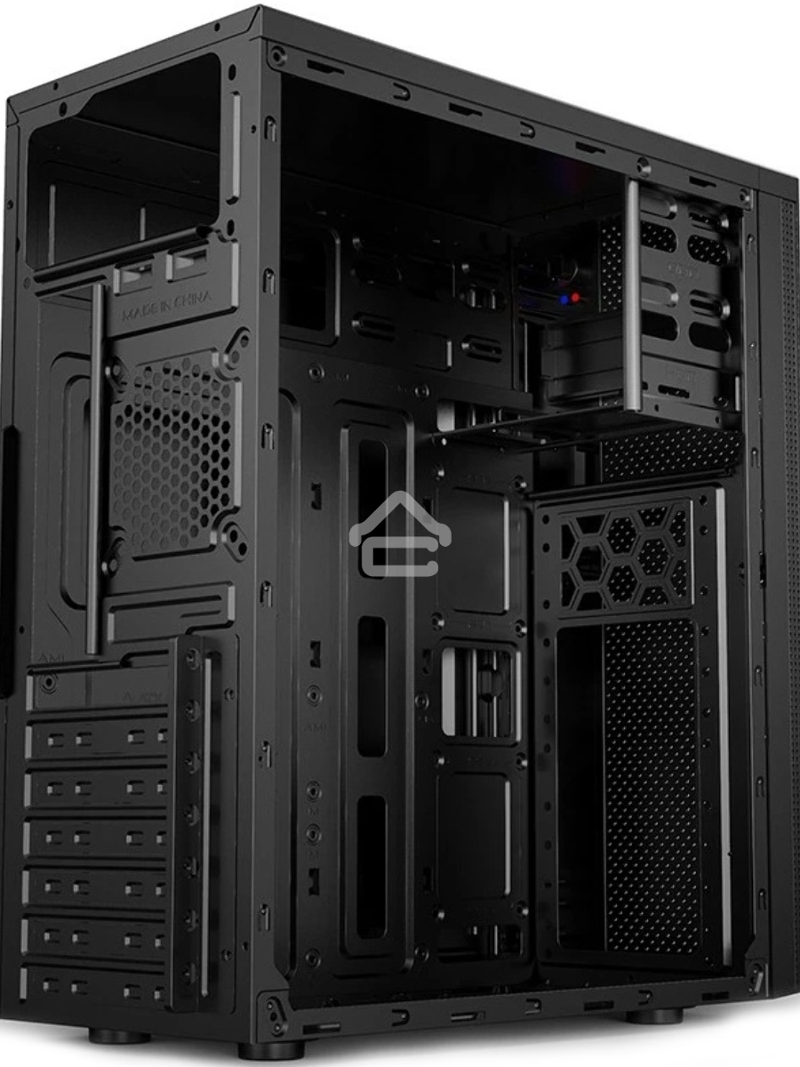 Компьютерный корпус CBR PCC-ATX-E185-WPSU ATX Miditower E185, без БП, 2*USB 2.0, HD Audio+Mic, Black