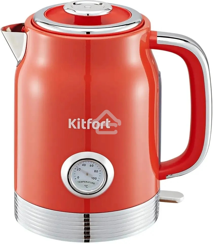 Чайник электрический Kitfort КТ-6791 1.7 л, 2200 Вт, красный/серебристый корпус: металл/пластик