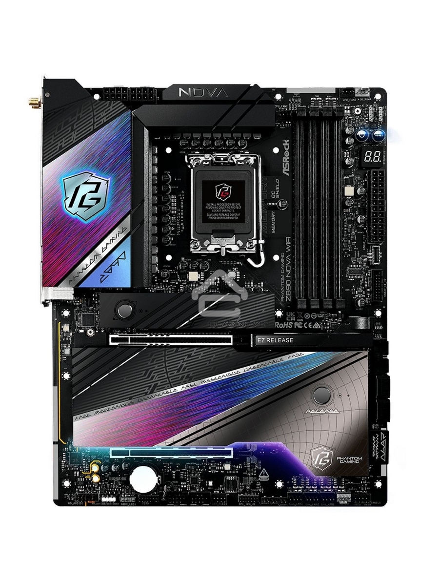 Материнская плата ASRock Z890 Nova WiFi, LGA 1851, Intel Z890, 4xDDR5, 4xSATA, 6xM.2, 1xPCIe 5.0 x16, 1xPCIe 4.0 x16, 1xPCIe x4, 1xHDMI, 2xThunderbolt 4, 1x5Gb LAN, 1x2.5Gb LAN, 4xUSB-A 3.2 Gen 2, 4xUSB-A 3.2 Gen 1, 2xUSB 2.0, 7.1, ATX