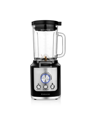 Блендер стационарный BRAYER BR1200BK 1800 Вт, стекл., 1,8 л, 6 титан. ножей, импульс, колка льда, серебристо-черный