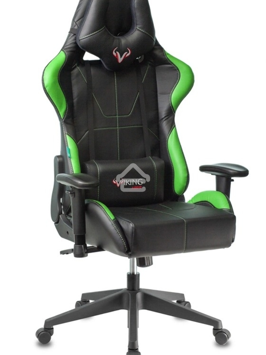 Кресло игровое Бюрократ VIKING 5 AERO LGREEN черный/салатовый искусственная кожа