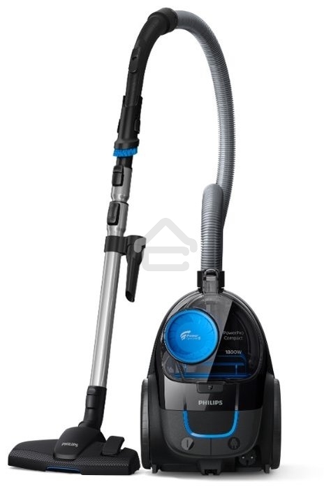 Пылесос Philips PowerPro Compact FC9350/01 черный/синий, 360/1800 Вт, уборка сухая, пылесборник контейнер, 1.5 л