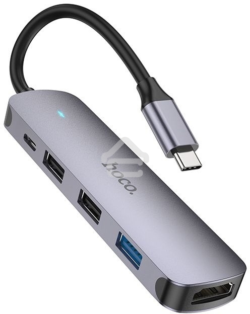 Разветвитель USB-C Hoco HB27 4порт. серый