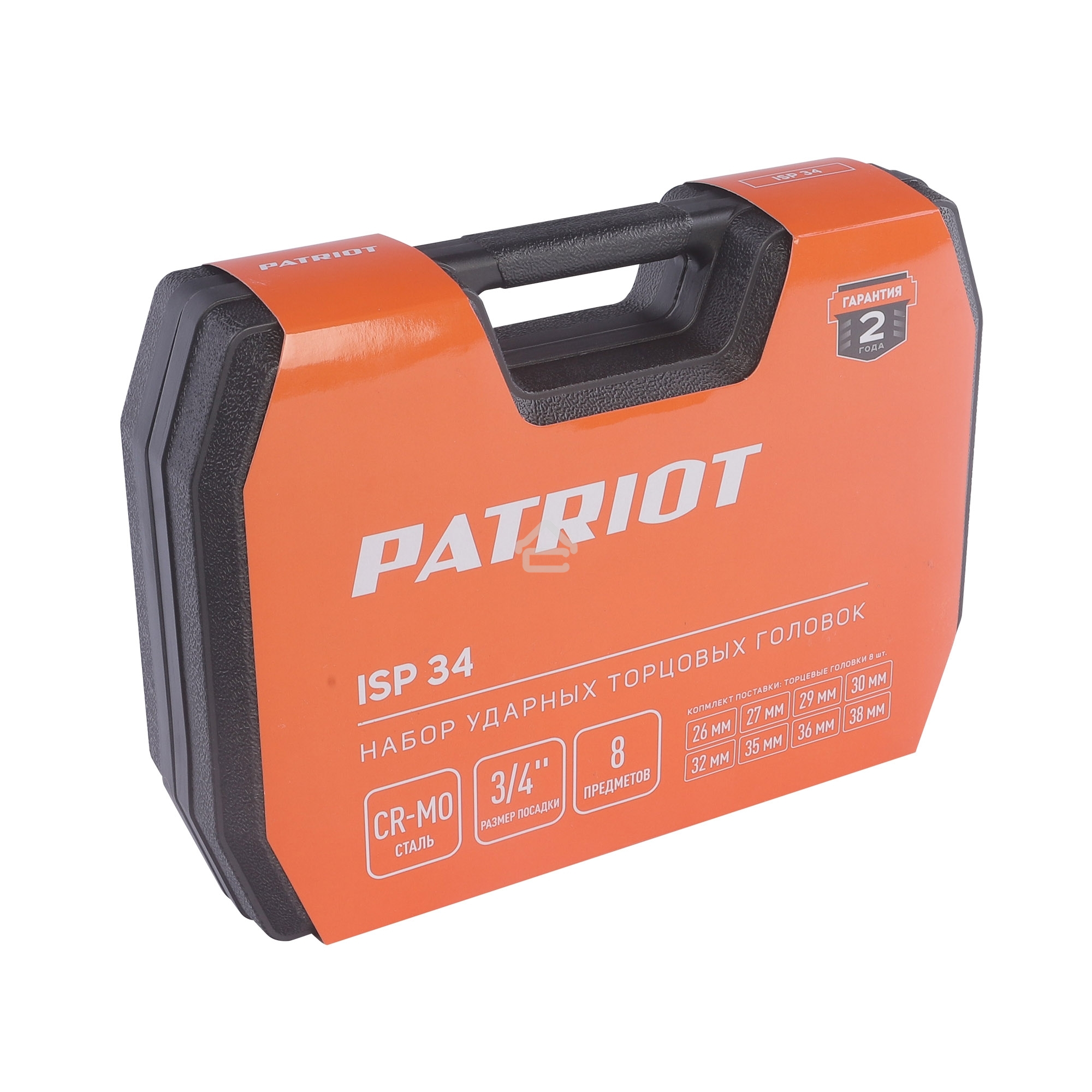 Набор ударных торцовых головок PATRIOT ISP 34, кейс, Cr-Mo, 8 пред.