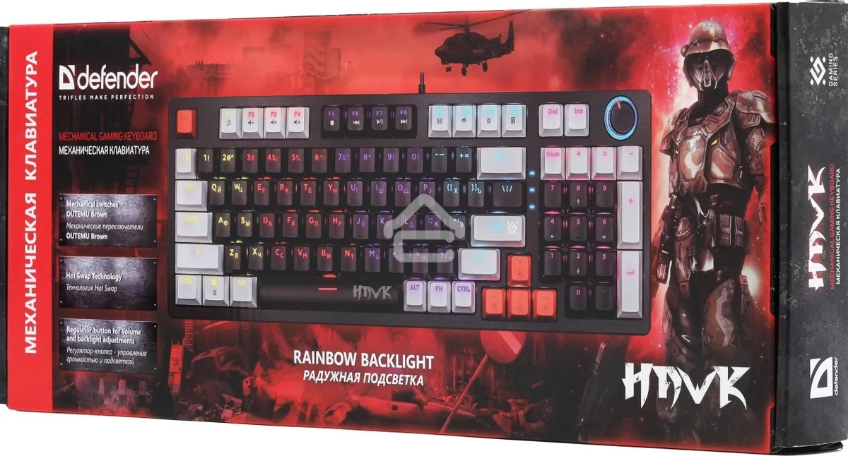 Клавиатура проводная Defender Hawk GK-418, USB, черный/белый