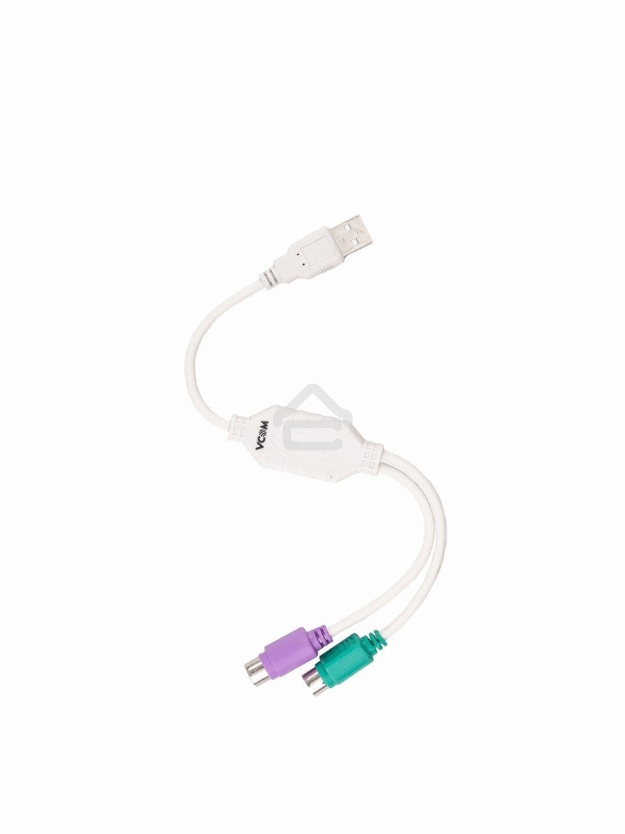 Кабель AM-2xPS/2 0.1м VCOM USB->2xPS/2 (адаптер для подключения PS/2 клавиатуры и мыши к USB порту), VUS7057