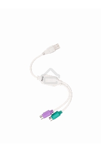 Кабель AM-2xPS/2 0.1м VCOM USB->2xPS/2 (адаптер для подключения PS/2 клавиатуры и мыши к USB порту), VUS7057