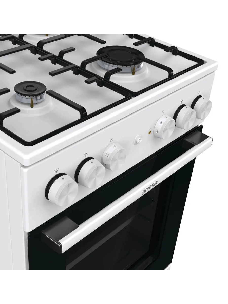 Плита комбинированная Gorenje GK5A21WH белый, конфорок 4 газовых, духовка 68 л, 50 см x 85 см x 59.4 см