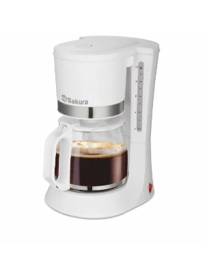 Кофеварка капельная Sakura SA-6117W белый, исп. кофе - молотый, 1.2 л, 700 Вт.