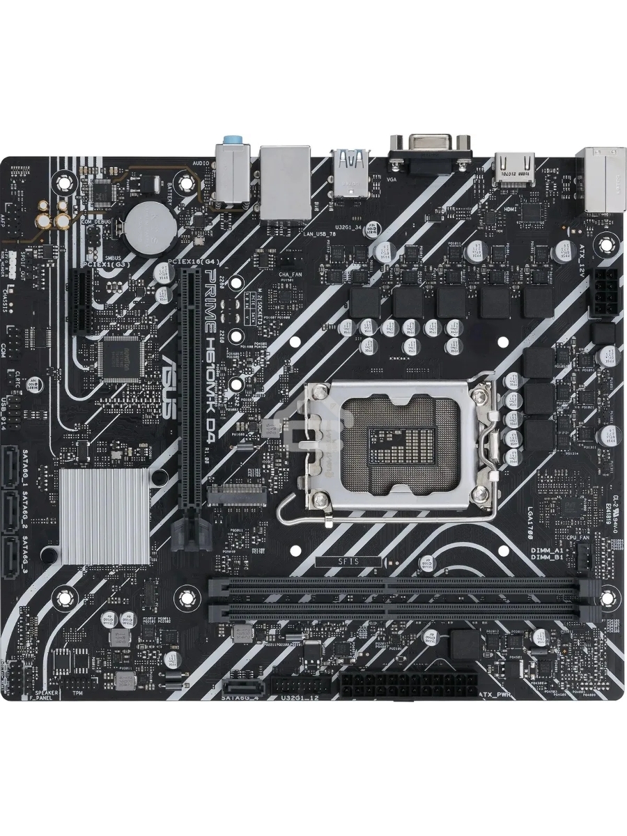 Материнская плата ASUS PRIME H610M-K D4 ARGB, LGA 1700, Intel H610, 2xDDR4, 4xSATA, 1xM.2, 1xPCIe 4.0 x16, 1xHDMI, 1x1Gb LAN, 2xUSB 5Gbps, 4xUSB 2.0, 7.1, mATX