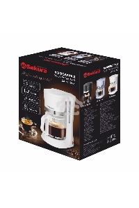 Кофеварка капельная Sakura SA-6117W белый, исп. кофе - молотый, 1.2 л, 700 Вт.