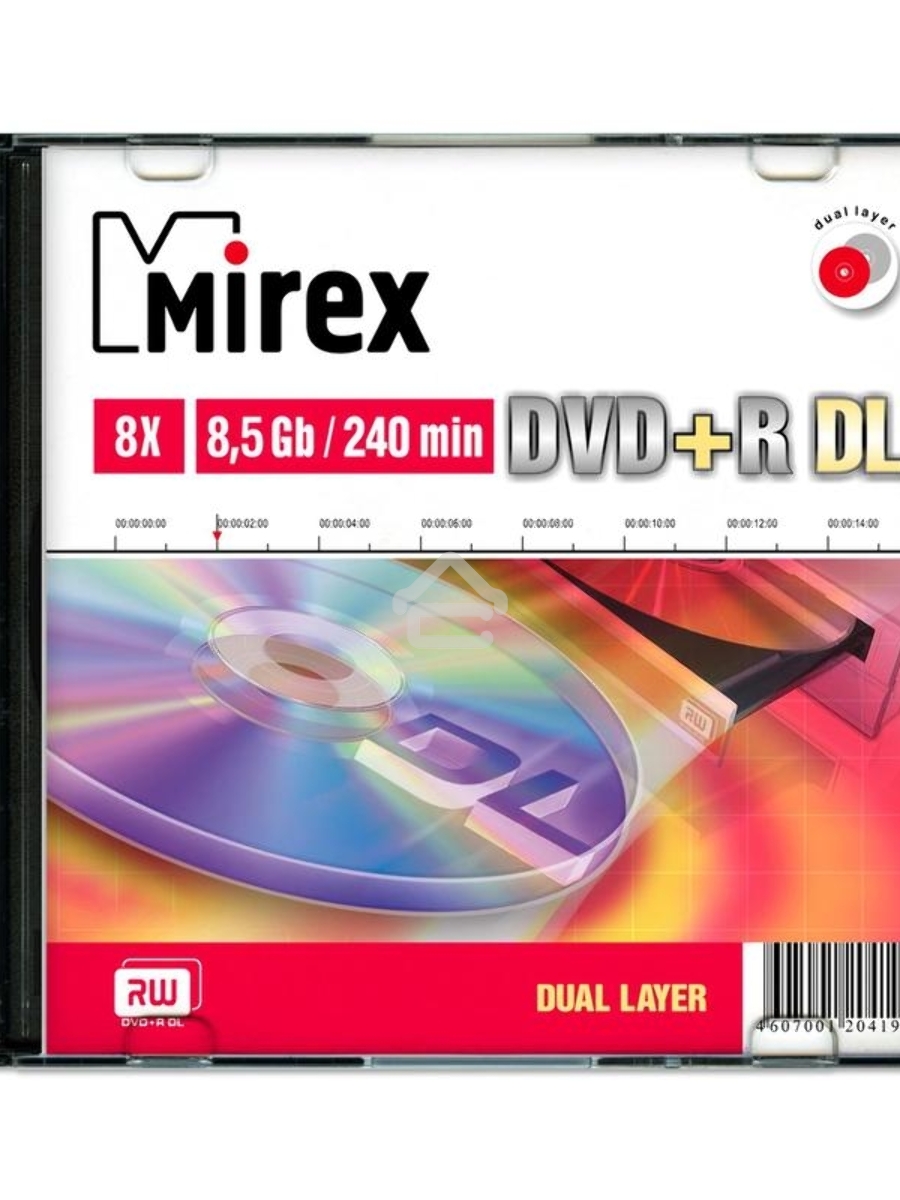 Диск DVD+R Mirex 8.5 Gb, 8x, Slim Case (1), Dual Layer (1/50)