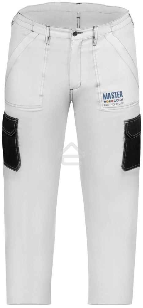 Брюки рабочие Master Color 30-8014 белые, эластичный пояс, 6 карманов, размер XXL