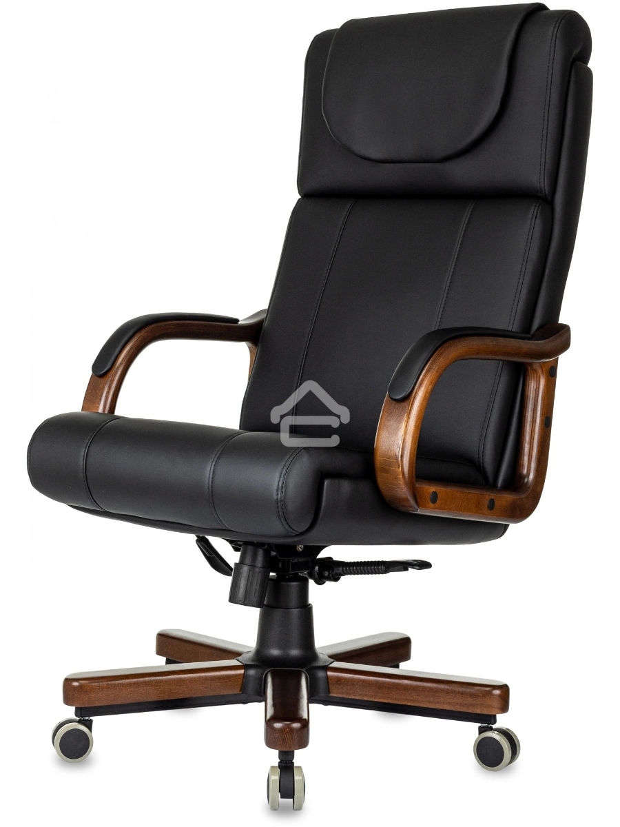 Кресло руководителя Бюрократ T-9933Walnut черный, эко.кожа, крестов. металл/дерево