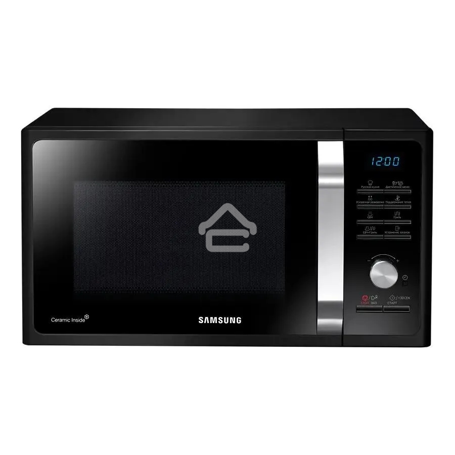 Микроволновая печь Samsung MG23K3515AK/BW черный, 23 л, 800 Вт, переключатели - поворотный механизм/кнопки