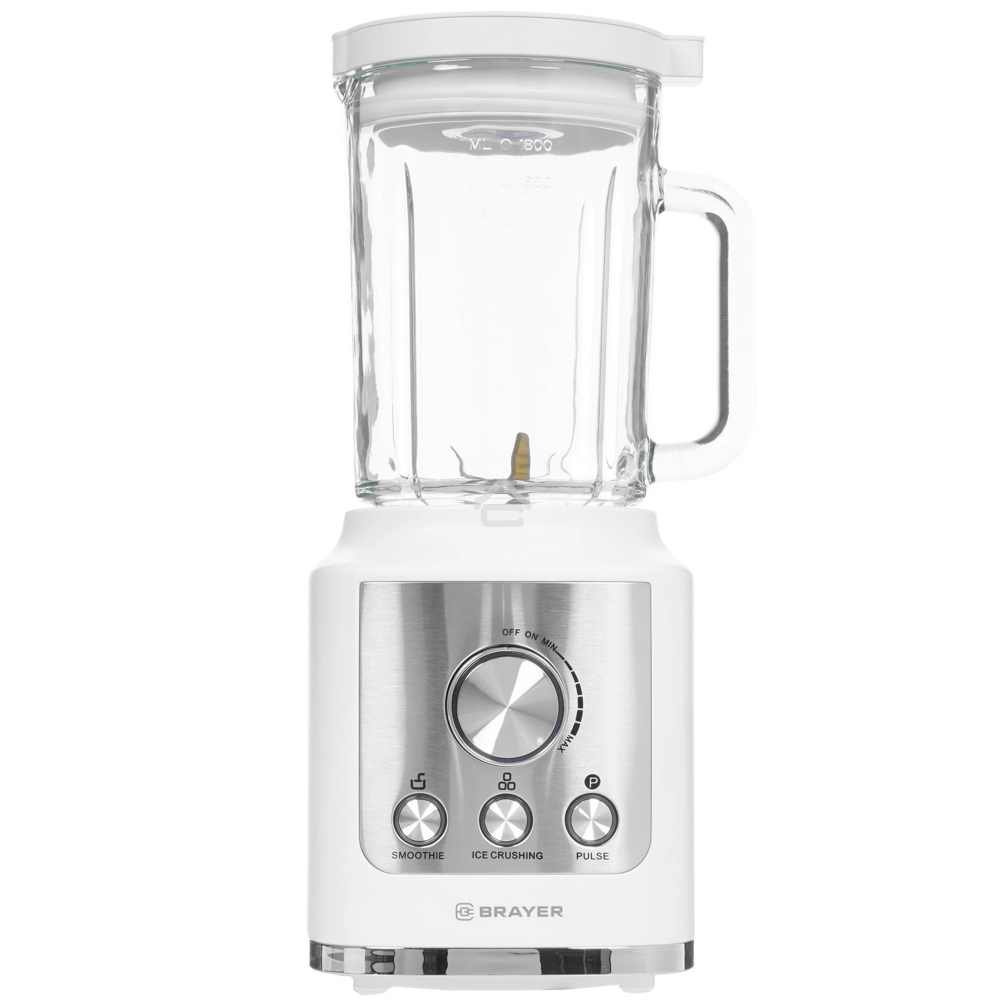 Блендер стационарный BRAYER BR1200WH 1600 Вт, стекл., 1,8 л, 6 титан. ножей, импульс, колка льда