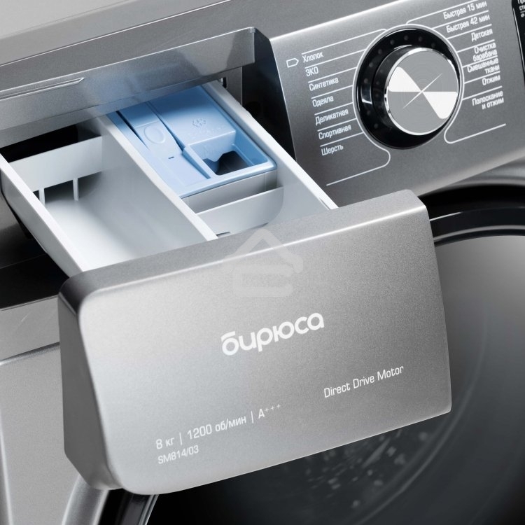 Стиральная машина Бирюса WM-SM814/03 M Металлик, загрузка фронтальная 8 кг, 1200 об/мин, класс А+++