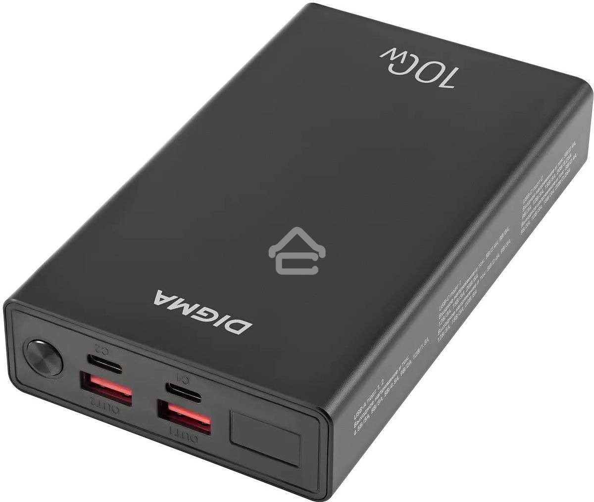 Портативный аккумулятор Digma DGPD100WA 20000mAh QC3.0/PD3.0 100W 5A 2xUSB-A/2xUSB-C черный
