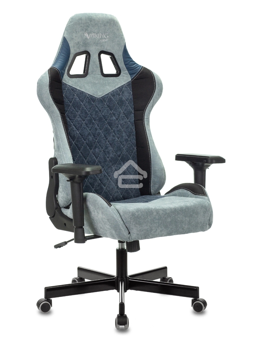 Кресло игровое Бюрократ VIKING 7 KNIGHT BL FABRIC синий текстиль/эко.кожа крестовина металл/пластик