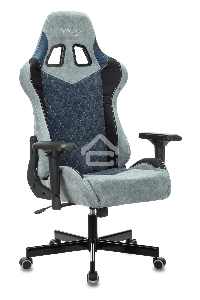 Кресло игровое Бюрократ VIKING 7 KNIGHT BL FABRIC синий текстиль/эко.кожа крестовина металл/пластик