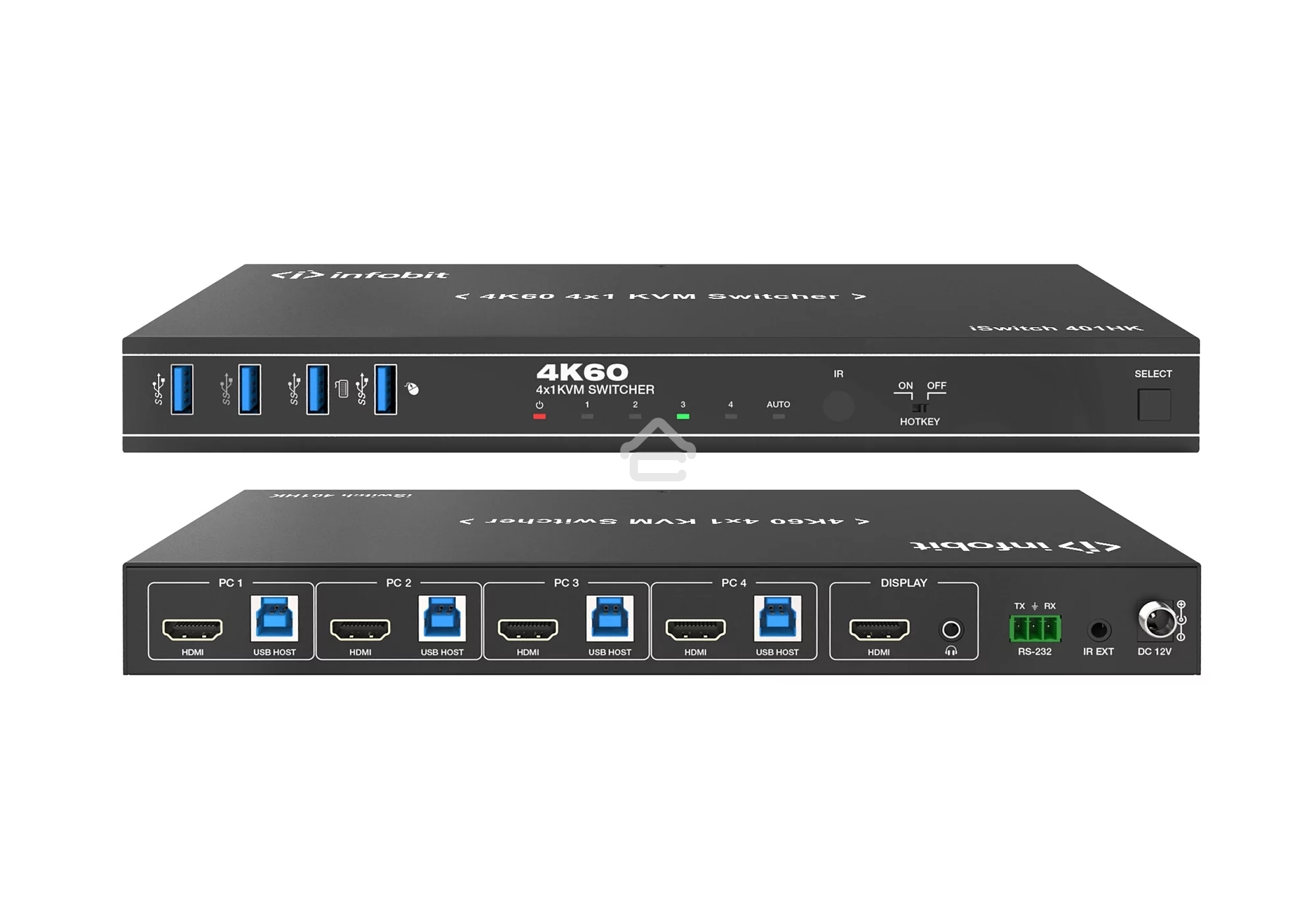 Коммутатор Infobit iSwitch 401HK 4K60 HDMI 4x1 KVM Switcher