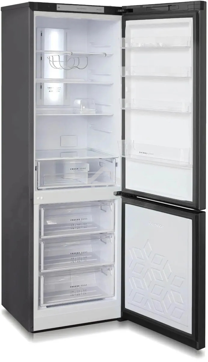 Холодильник Бирюса Б-W980NF графит двухкамерный 240/130л морозилка снизу, No Frost