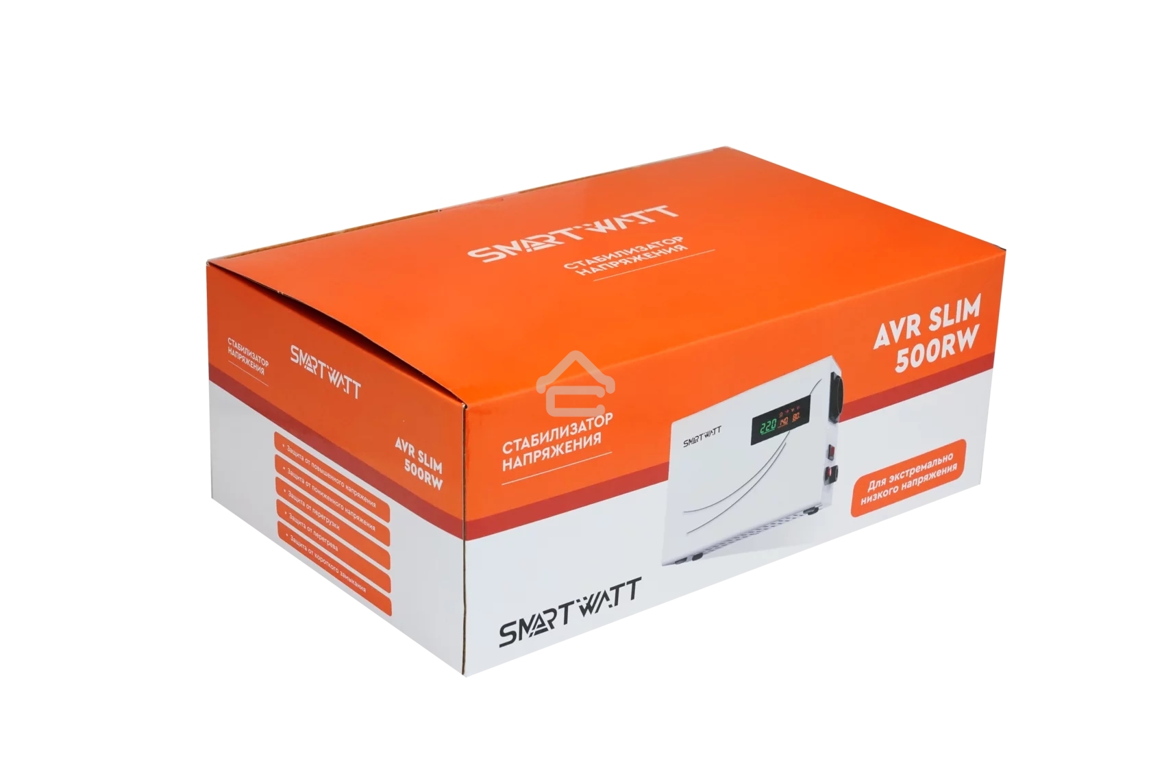 Настенный стабилизатор напряжения SMARTWATT AVR SLIM 500RW (100W - 260W, 500VA, 0.5 кВт, 50 Гц, розеток — 1, LED-диспле