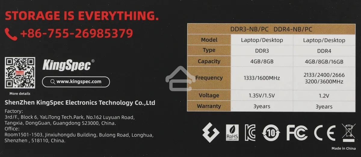 Оперативная память KingSpec, DDR4, 8GB (1x8GB), 3200MHz, CL19, DIMM, радиатор, черный