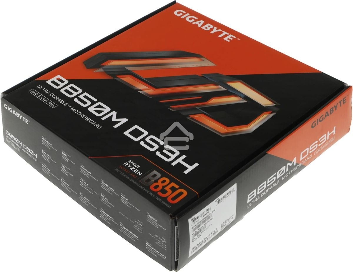Материнская плата Gigabyte B850M DS3H, AM5, AMD B850, 4xDDR5, 4xSATA, 2xM.2, 1xPCIe 5.0 x16, 1xPCIe 3.0 x4, 1xHDMI, 2xDP, 1x 2.5Gb LAN, 3xUSB-A 3.2 Gen 1, 1xUSB-A 3.2 Gen 2, 4xUSB-A 2.0, 1xUSB-C 3.2 Gen 2, 3x3.5 мм, 7.1, mATX