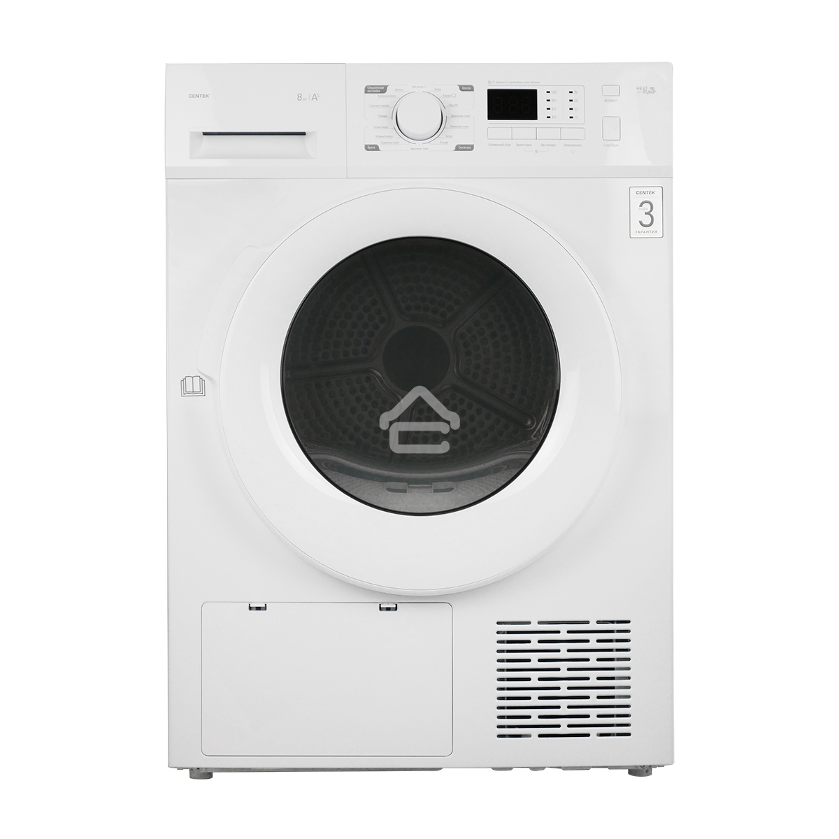 Сушильная машина CENTEK CT-1990 белый, 8 кг, сушка - конденсационная (тепловой насос), программ - 16, 59.5 x 84.5 x 60 см