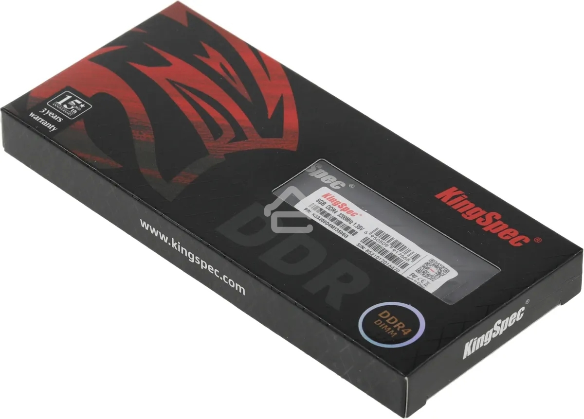Оперативная память KingSpec, DDR4, 8GB (1x8GB), 3200MHz, CL19, DIMM, радиатор, черный