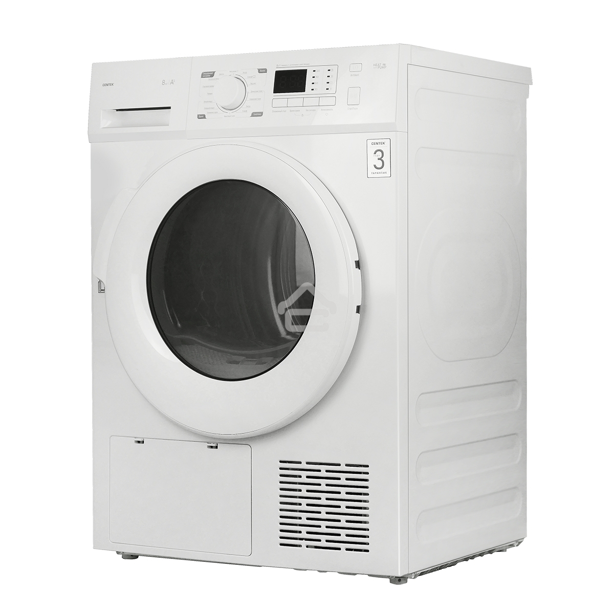 Сушильная машина CENTEK CT-1990 белый, 8 кг, сушка - конденсационная (тепловой насос), программ - 16, 59.5 x 84.5 x 60 см