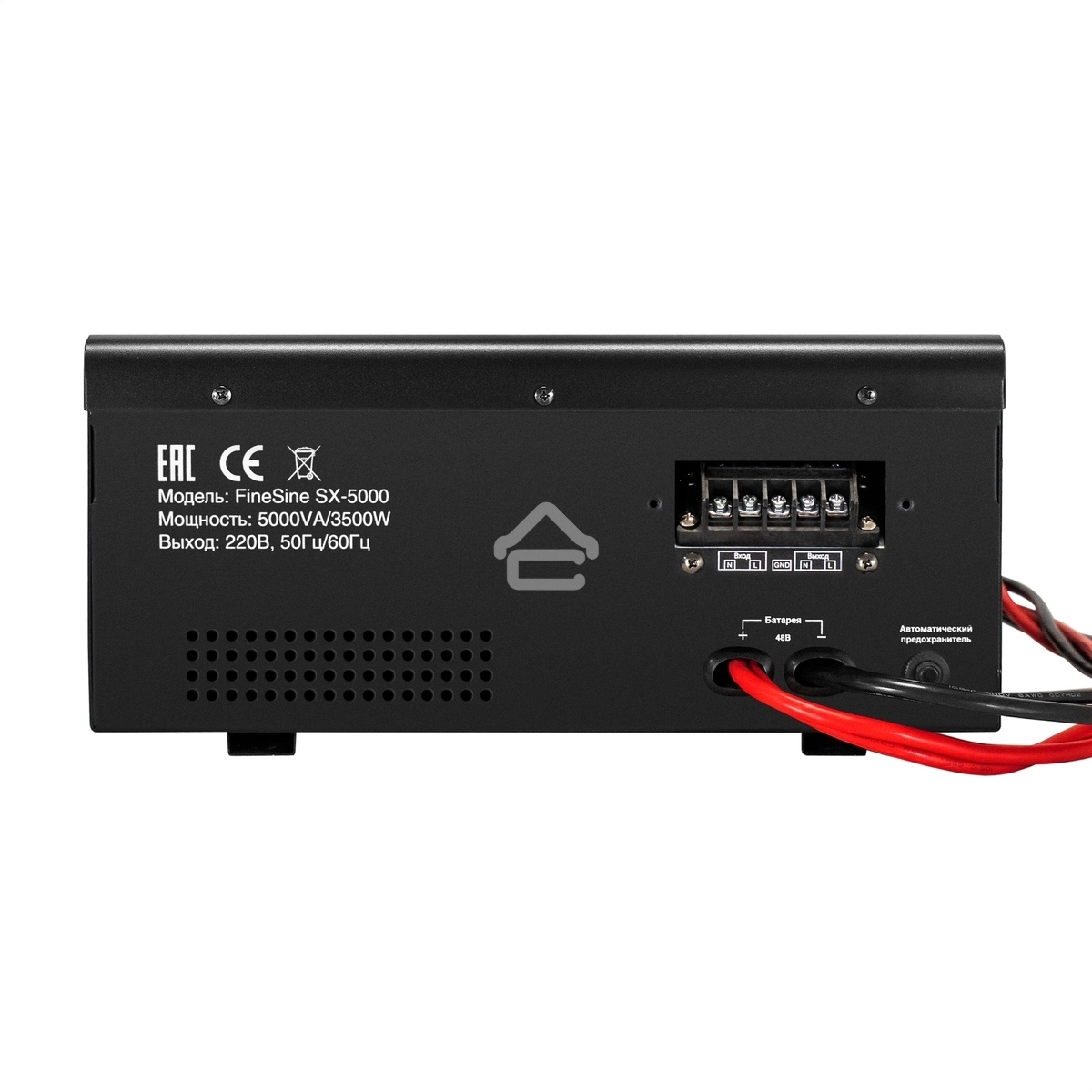 Комплект Источник бесперебойного питания EX296004RUS + батарея 45Aч EX285666RUS 4шт (инвертор, синус, для котла, настенный) ExeGate FineSine SX-5000.LCD.AVR.2SH.T <5000VA/3500W, чистая синусоида, цветной LCD-дисплей, AVR, 2*Schuko+клеммы, линейно-интеракт