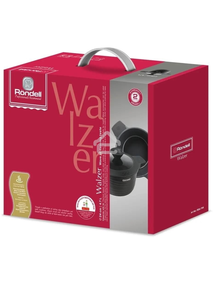 Кастрюля Rondell Walzer RDA-766, 4.7л, 24см, с крышкой, черный