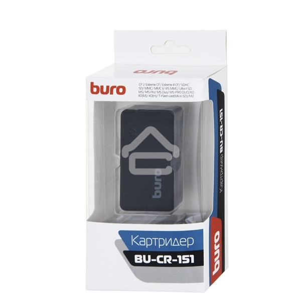 Устройство чтения карт памяти USB2.0 Buro BU-CR-151 черный