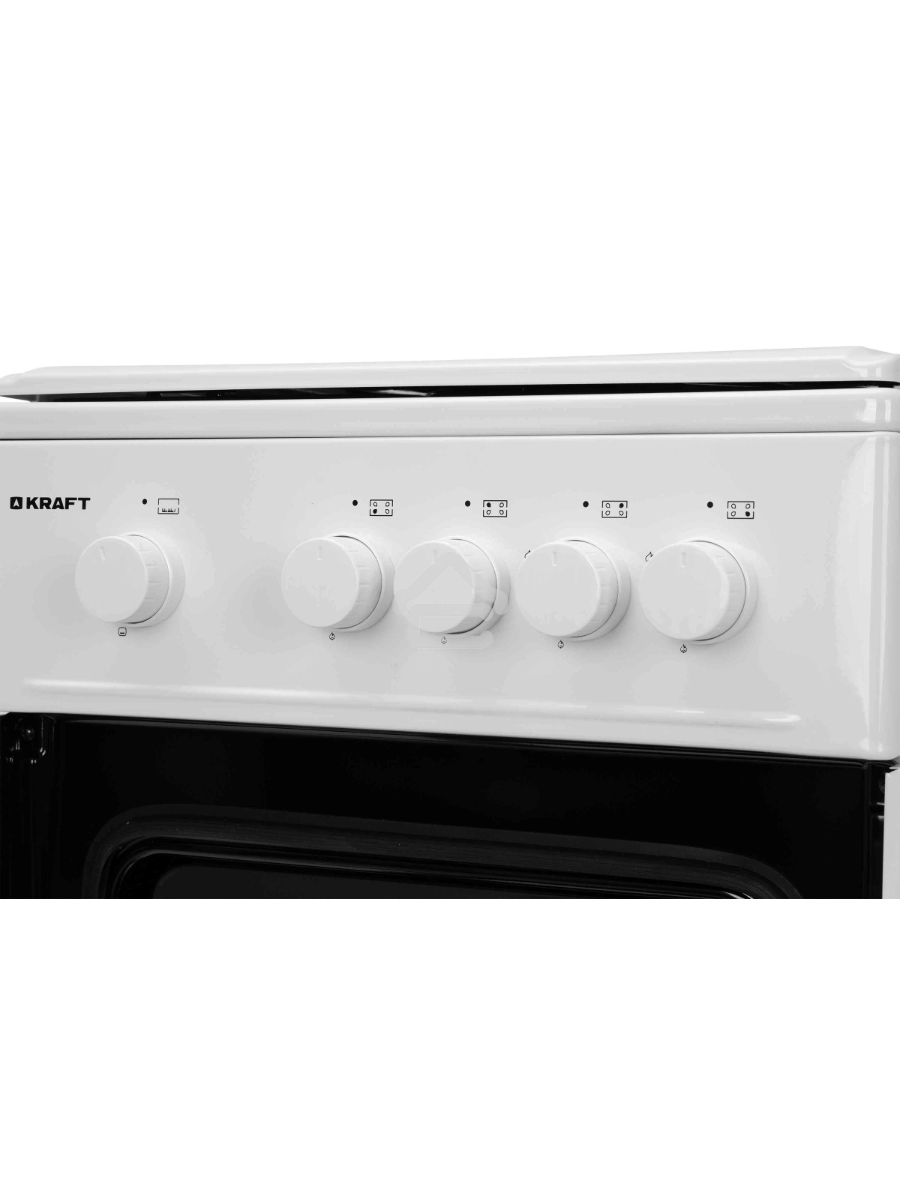 Плита газовая Kraft KF-FSK5301GW белый, конфорок 4 газовых, духовка 58 л, 50 см x 85.5 см x 55.6 см