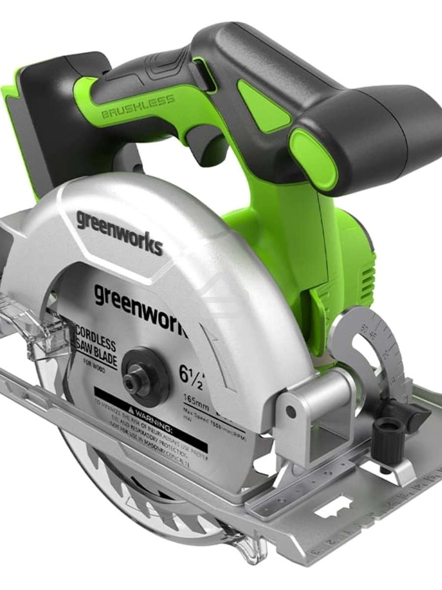 Циркулярная пила аккумуляторная GreenWorks GD24CS165, 24V, бесщеточная, 57 мм, без АКБ и ЗУ (1501607)