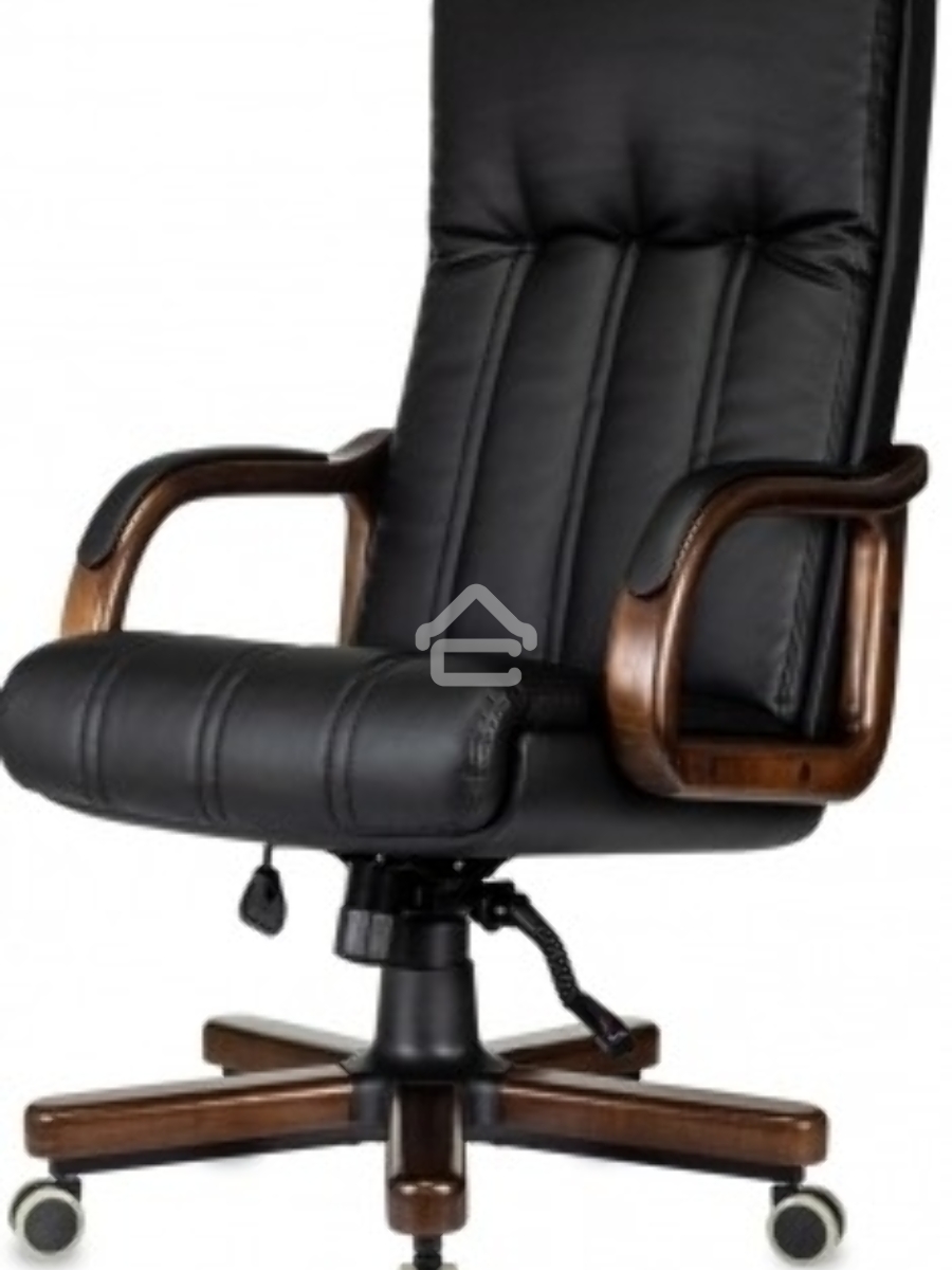 Кресло руководителя Бюрократ T-9932Walnut черный, эко.кожа, крестов. металл/дерево