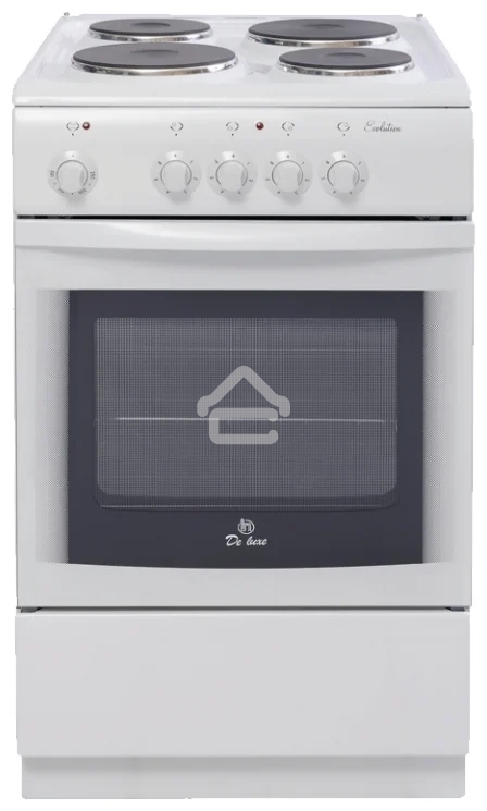 Плита электрическая De Luxe 506004.04 Э белый, конфорок 4 шт, духовка 54 л, 50 см x 85 см x 60 см