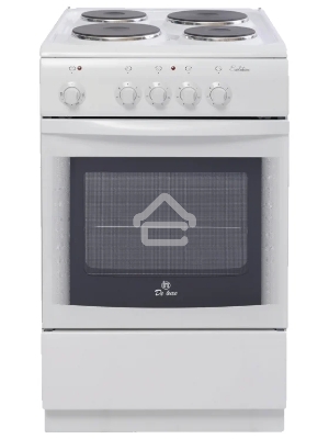Плита электрическая De Luxe 506004.04э белыйдуховка с терморегулятором, без щитка, без крышки