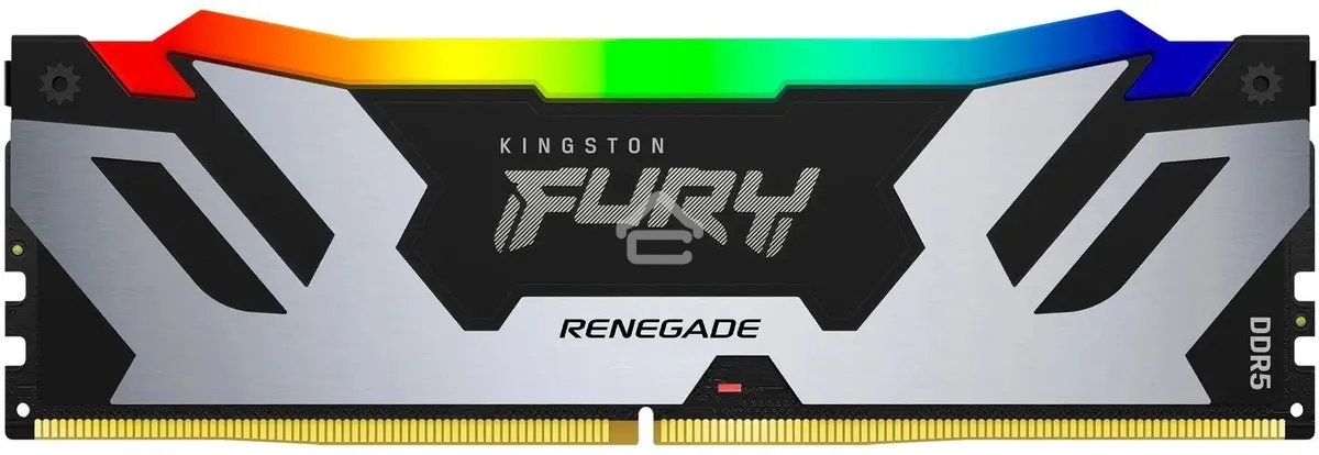 Оперативная память Kingston Fury Renegade, DDR5, 48Gb (1x48Gb), 6000MHz, CL32, DIMM, с радиатором, RGB, cеребристый/черный
