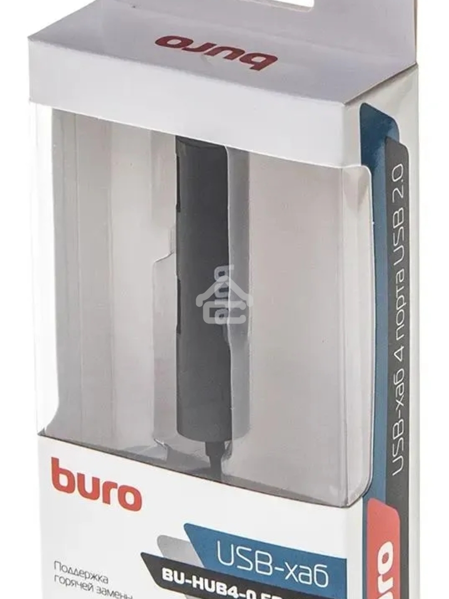 Разветвитель USB 2.0 Buro BU-HUB4-0.5R-U2.0 4порт. черный