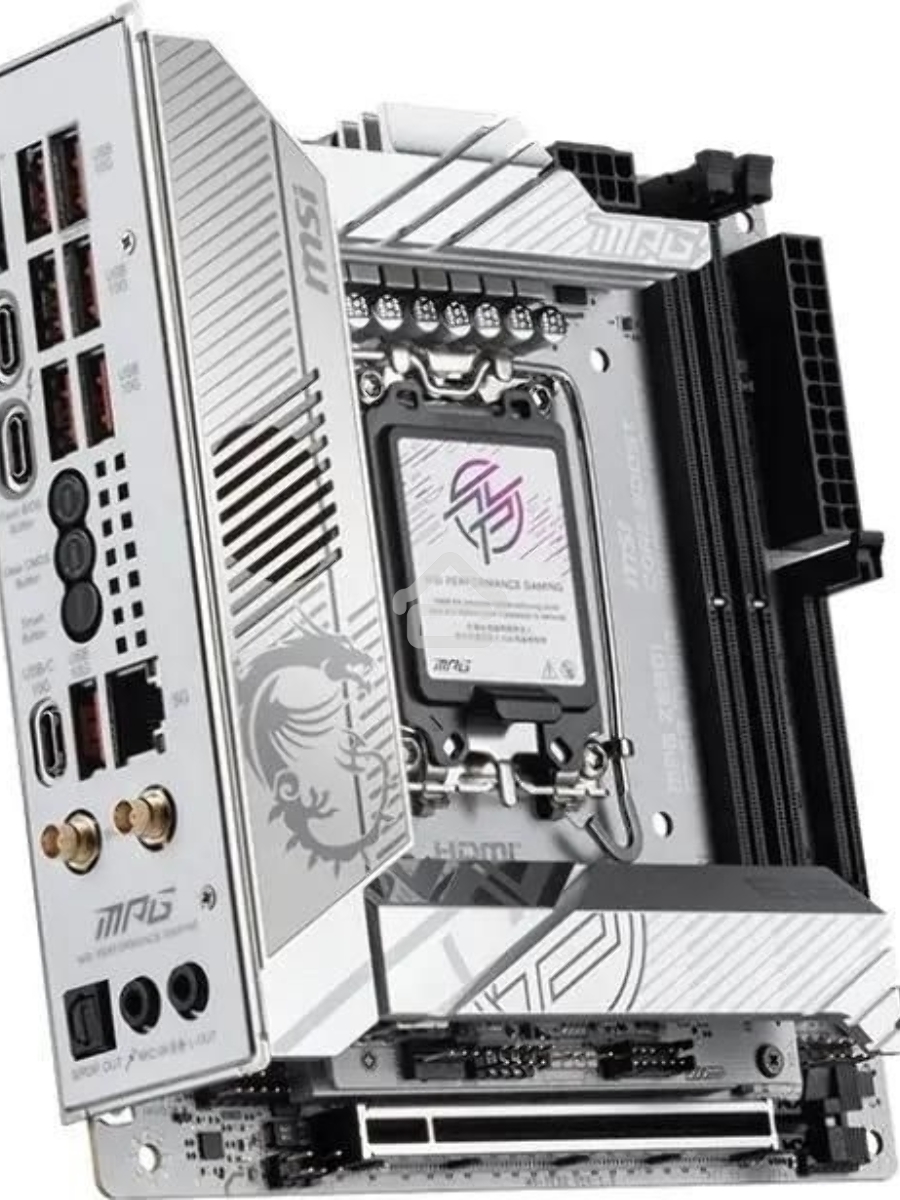 Материнская плата MSI MPG Z890I EDGE TI WIFI, LGA 1851, Intel Z890, 2xDDR5, 2xSATA, 4xM.2, 1xPCIe 5.0 x16, 1xHDMI, 2xThunderbolt 4, 1xUSB-C, 1x 5Gb LAN, 7xUSB-A 10Gbps, 2xUSB-A 5Gbps, 1xUSB-C 20Gbps, 7.1, 2x3.5 мм, TOSLINK, Mini-ITX