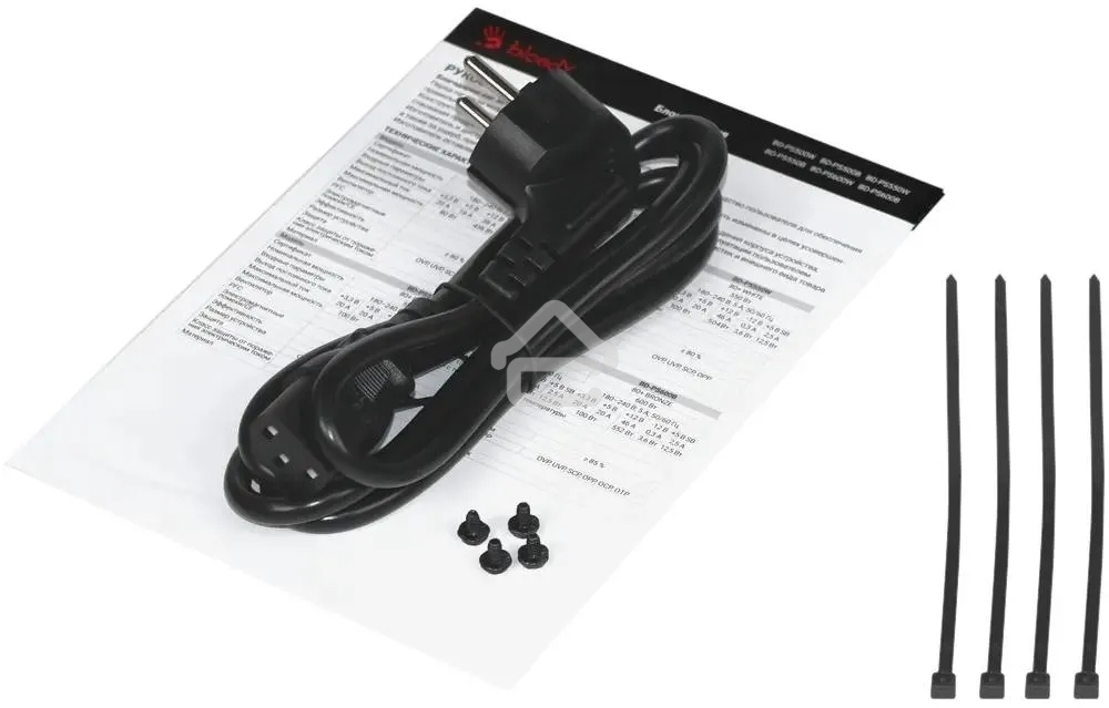 Блок питания Bloody BD-PS500W, 500Вт, 80 PLUS белый, 120мм,черный