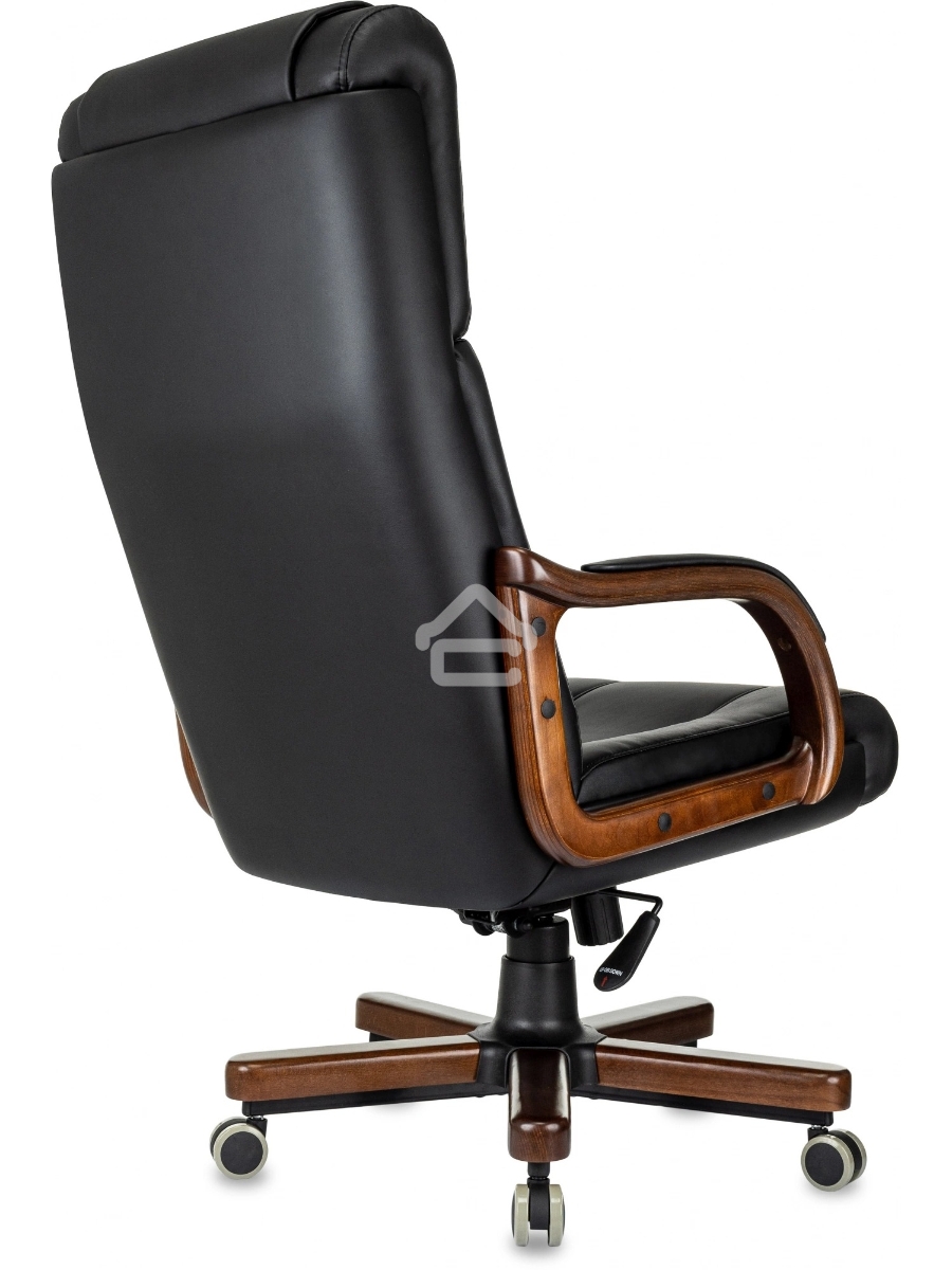 Кресло руководителя Бюрократ T-9933Walnut черный, эко.кожа, крестов. металл/дерево