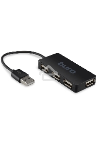 Разветвитель USB 2.0 Buro BU-HUB4-U2.0-Slim 4порт. черный